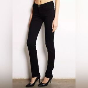 GOLDSIGN faux Leather low rise slim fit jeans coated in navy Shine 27. NWT